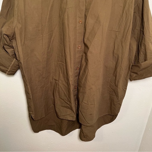 Melrose and Market Collared Poplin Shirt Olive Moss - Picture 6 of 15